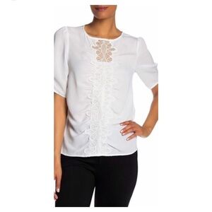 Laundry by Shelli Segal Lace Panel Top White Large NWOT